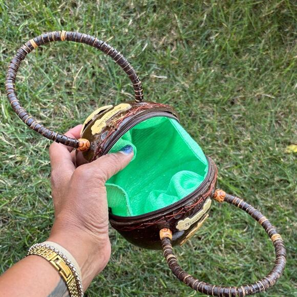 Vintage Hawaiian Coconut Shell Purse Handbag Aloha Tiki Island Style - Picture 9 of 10